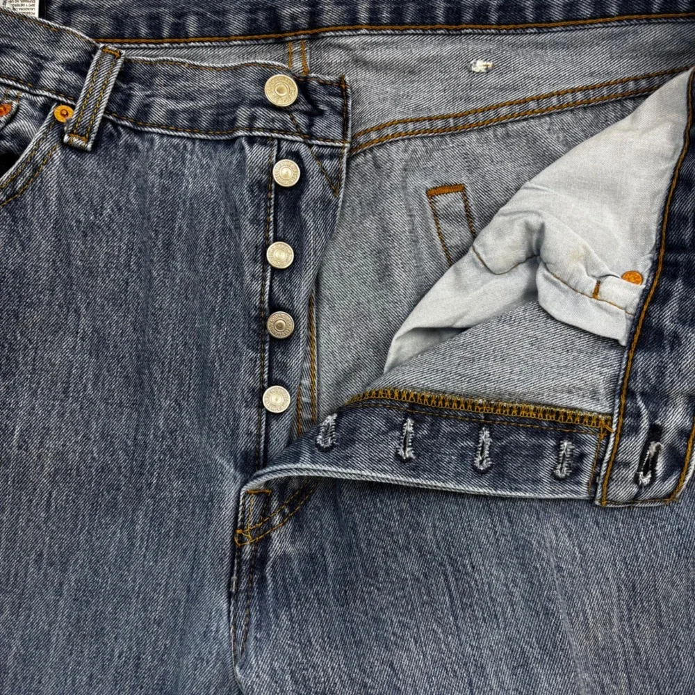 Vtg Levis 501 Original Fit Mens‎ Blue Denim Straight Leg Button Fly Jeans 38x34